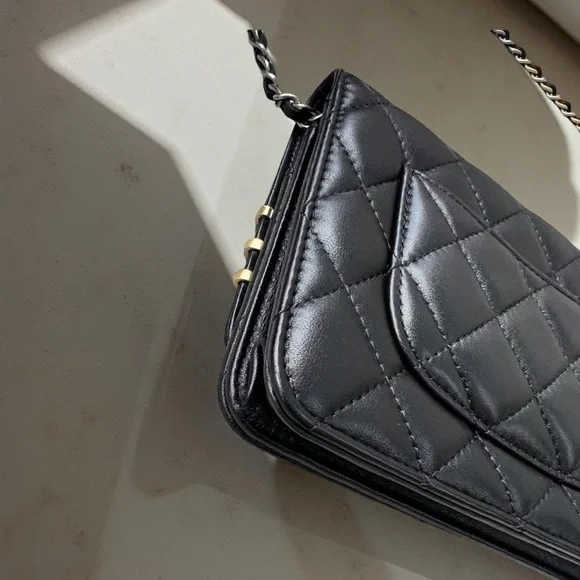 ❌SOLD❌✨ Chanel Limited Edition Wallet on Chain — Black Lambskin (Microchipped) - Picture 12 of 14